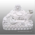 Customized design white marble laughing buddha statues